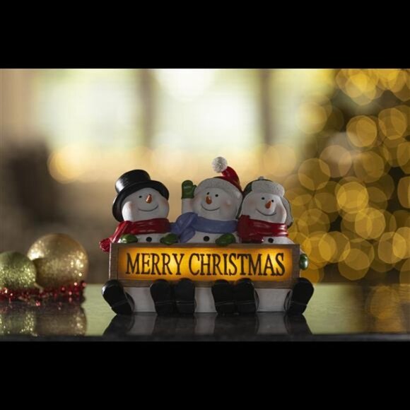 Home Snowman Trio LED Merry Christmas Sign - Picture 3 of 3